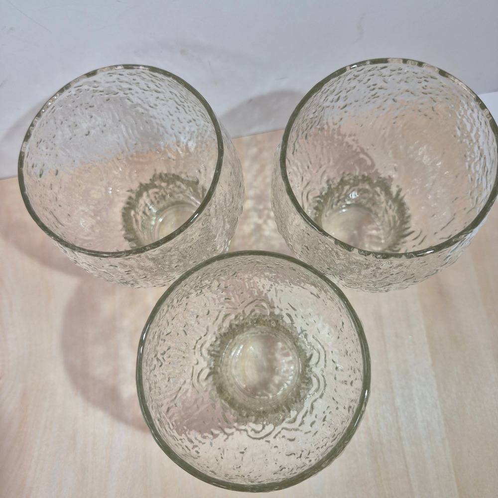 Set of 3 Textured Glass Goblets Vintage Barware Frosted Stemware - Picture 2 of 5